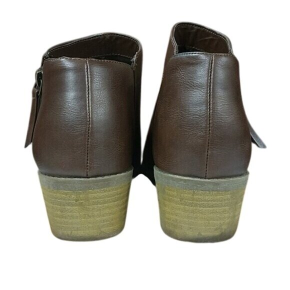 Time And Tru Brown Ankle Boots Side Zipper Closure & Low Heel 8.5 Wide - Picture 5 of 7